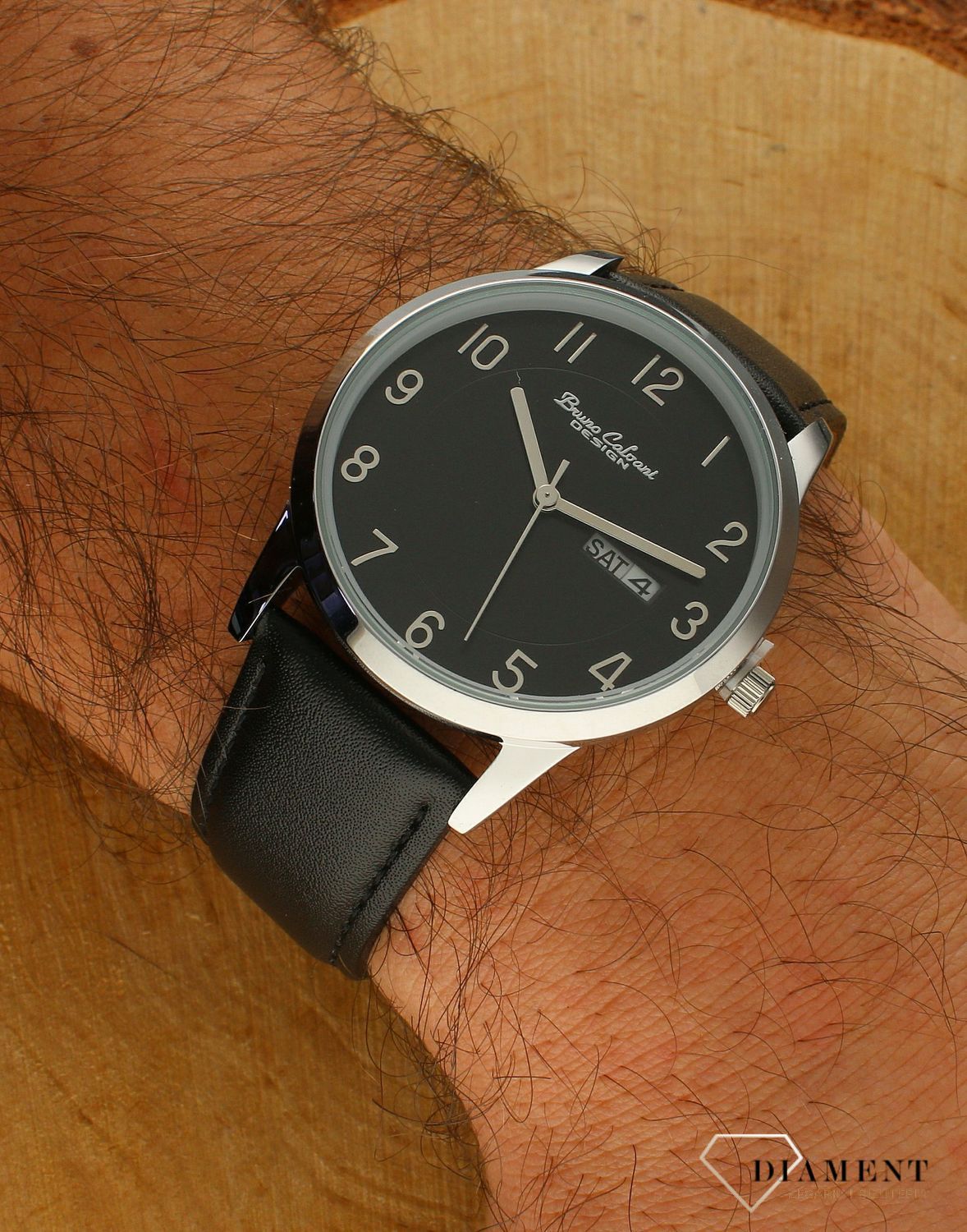 Zegarek męski Bruno Calvani na czarnym pasku BC2528 SILVER czarny pasek.jpg